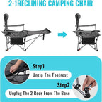 #WEJOY 2-in-1 Reclining Camping Chair with Footrest for Adults Folding Lounge Chair with Adjustable Backrest Lightweight Camping Chairs Heavy Duty Camp Chairs for Outdoor