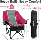 Oversized Camping Chair for Adults - Heavy Duty 400 lbs Padded Folding Chair with Wine Glass Holder, 2 Cup Holders & Side Pockets, Portable Carry Bag for RV, Tailgating, Lawn