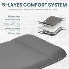Camping Sleeping Pad with Electric Pump, 3.15" Thick Self Inflating Memory Foam Camping Mattress Pad with Pillow, 4-Season Portable Camp Sleeping Mat for Travel,Car,Tent,Home-Grey