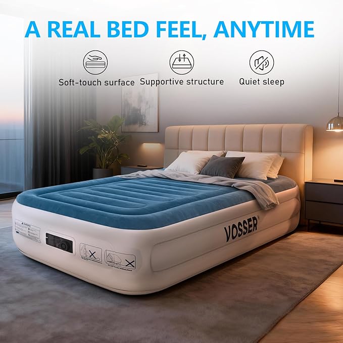 Twin Air Mattress with Built-in Pump,Fast & Easy Inflation/Deflation Inflatable Mattress, Foldable Blow Up Mattress with Storage Bag, Inflatable Bed for Home, Camping & Guests