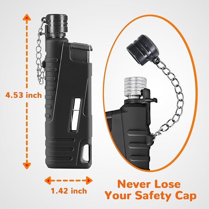 2 Pack Torch Lighter for Outdoor Refillable Butane Jet Flame Lighters Long Wand Torch Lighters for Camping Hiking Adventure Survival Tactical Gear Candle Grill BBQ (Without Gas)