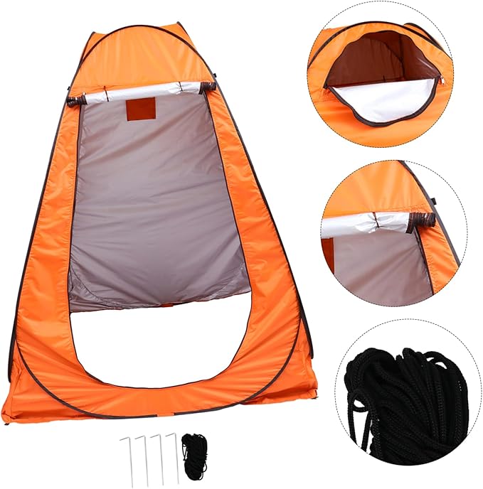 Fully Automatic Outdoor Changing Tent Quick-Open Shower Privacy Tent for Camping Fishing and Hiking Orange Double Ergonomic Design Spacious