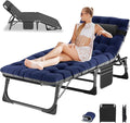 LILYPELLE Lounge Chair with Mattress, Heavy Duty Outside Lounge Chair Outdoor Portable Folding Lounge Chairs Sleeping Cots Bed for Camping, Pool, Beach, Patio