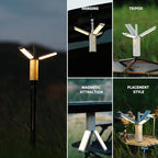 Folding Rechargeable Camping Light with Stand,Allspark Waterproof Hanging LED Camping Lantern,Magnetic Dimmable Portable Tent Lights with Detachable Tripod for Outdoor,Power Outage,Hurricane,Hiking