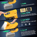 Ecarke 200W Portable Power Inverter Compatible with DeWALT 20V Battery, DC 20V to AC 110V Power Station with 1 AC Outlet, 2 USB, 1 Type-C & LED Light, for Outdoor Emergency Use (No Battery)