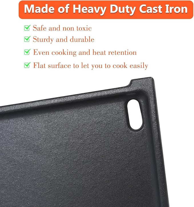 QuliMetal Cast Iron Grill Griddle for Weber Q2000N+, Q2200N+, Q2600N+, Q 2800N+ Gas Grills