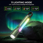 Magnetic Flashlight Rechargeable,2000LM 5000mAh Flashlights High Lumens with 18 Modes,Waterproof, Adjustable,Powerful Flash Light,Multi-Flashlights for Home,Car,Hiking,Camping(1, Green)