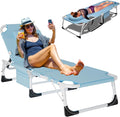 ABORON Patio Lounge Chair, Folding Guest Bed Cot for Adults, 500LB Heavy-Duty Capacity, Portable Extra Bed with Comfort Mat, Quick Fold Design for Indoor Guest Stays & Temporary Use