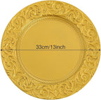 50 Pcs Gold Charger Plates Bulk, 13" Round Plastic Embossed Charger Plates, Decorative Table Dinner Chargers for Thanksgiving, Halloween, Wedding, Party, Christmas, Decor (Gold)