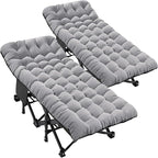 LILYPELLE 2 Pack Folding Camping Cot W/Mattress, 78" L x 32" W x 18" H Cot Bed, Heavy Duty Wide Camping Cot XXL for Adults, Portable Sleeping Cot Bed for Travel Camping/Office, Home Nap