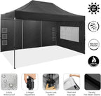 COBIZI 10x15 Pop up Canopy Tent 10x15 Canopy with 4 Sidewalls Waterproof Heavy Duty Commercial Tent for Parties Outdoor Garden Gazebo, Carry Bag(10x15ft, Black)
