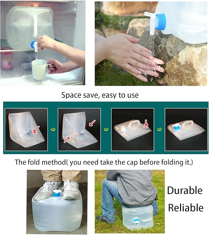 Cedilis 2 Pack 5.3 Gallon Collapsible Water Container with Spigot, Food Safe Water Storage Jug, BPA-Free Camping Water Storage Jug Canteen for Outdoor Hiking and Emergency, Portable, Foldable | 2 Pack, with Spigot, Food Safe, BPA-Free, Canteen