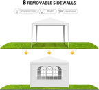 Smartxchoices 10' X 10' Outdoor White Waterproof Gazebo Canopy Tent with Removable Sidewalls Windows Heavy Duty Tent for Party Wedding Events Beach BBQ