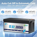 12V 300Ah LiFePO4 Battery, Built-in 200A BMS Lithium Marine Batteries, 5000+ Cycles 3840Wh Lithium Iron Phosphate Goldf cart Battery, Perfect for RV, Solar System, Trolling Motor, Camping