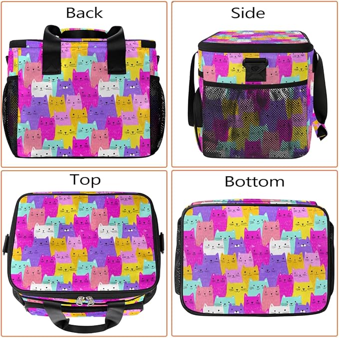 Pardick Colorful Animals Cat Cute Soft Cooler Bag Insulated Lunch Box for Men & Women, Large Leakproof Lunch Bag Portable Beach Cooler for Work, Picnic, Road Trips,Fishing, Travel, Camping,A-15