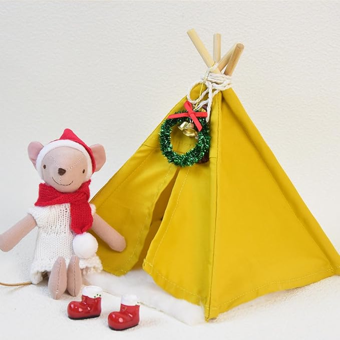 1:12 Dollhouse Camping Bed Tent, Mini Green Cloth Tent with Carpet, Miniature Outdoor Furniture Accessories for Bedroom,Patio and Garden for Teens & Adults