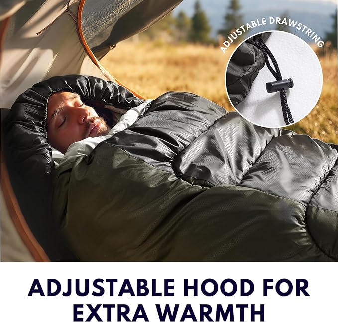 XXL Sleeping Bags for Adults Warm Weather,Camping Sleeping Bag for Kids with Compression Sack,4 Season Camping Essentials Gear for Hiking,Traveling,Outdoor,Backpacking,Climbing