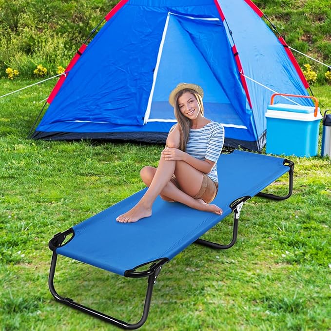 Giantex 2-Pack Folding Camping Cot for Adults, Portable Sleeping Cot Bed with 600D Oxford Fabric, Heavy Duty Frame, 350Lbs Capacity, 1-Step Use, Outdoor Lounge Chair for Sleepover Hiking, Home Office