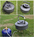 1.1L Portable Ultralight Outdoor Camping Tableware Hiking Collector Heat Ring Water Kettle Teapot Coffee Pot