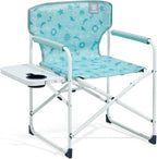 EVER ADVANCED Kids Directors Chair with Side table for Camping, RV & Sports, Padded Kid Outdoor Seat with Safety Lock, Lightweight Portable Camp Chairs for Beach, Balcony, Patio, Supports 150lbs Green