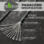 TECEUM 5/32" Paracord Rope 1000 – 1000ft / 200ft / 100ft / 50ft – Tactical Parachute Cord 4mm – 45+ Colors – Nylon String for Survival & Camping Gear – Stripe Cord for Survival – Utility Rope