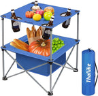 Portable Folding Camping Table Lightweight Outdoor Picnic Table with 4 Cup Holders & Storage Case Collapsible Tailgating Table for Camping Backyard Grill Outdoor Concerts