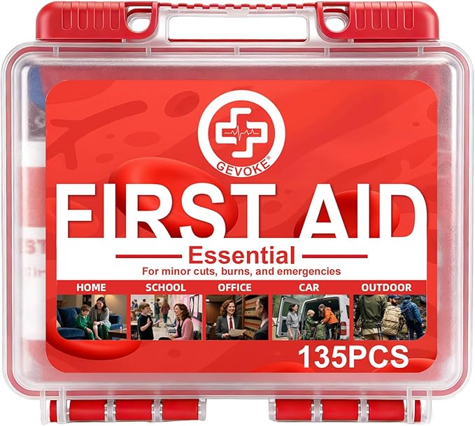 Mini First Aid Kit - 135 Piece HardCase First Aid Box for Home, Car, Travel, Camping, Hiking, Truck, Sports, Office, Vehicle & Outdoor Emergencies - Medical Kit (Small)