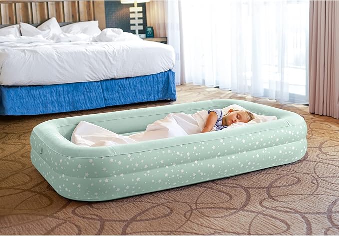 Intex Kids Travel Air Mattress Inflatable Bed Set with Raised Sides, Hand Pump, and Carrying Bag for Camping Trips and Sleepovers, (3 Pack)