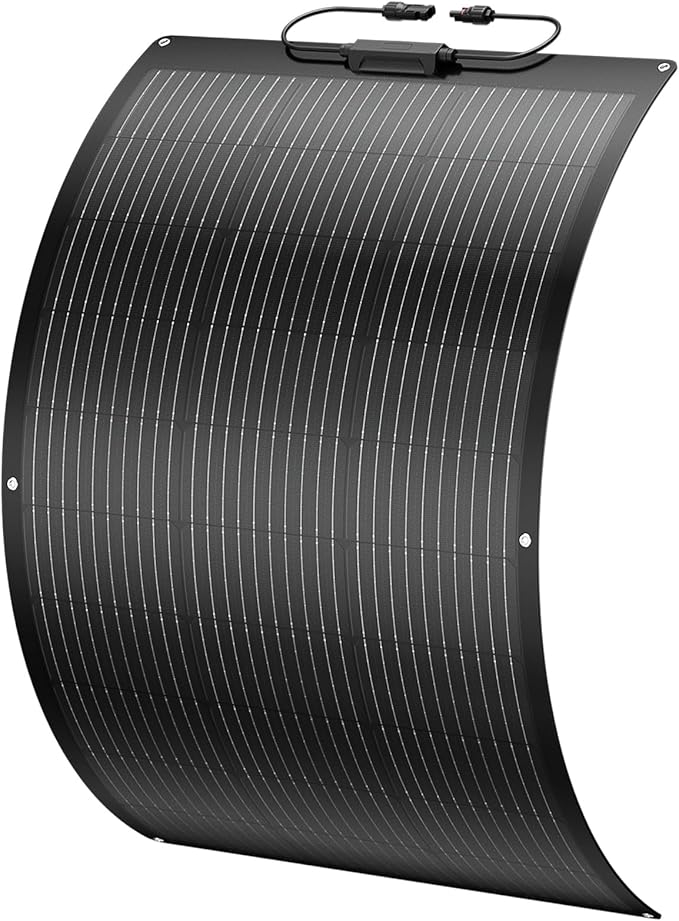 BougeRV Arch 100 Watt Fiberglass Flexible Solar Panel 23% High-Efficiency, 270° Lightweight Portable Bendable 12 Volts 10BB Mono Cell for RV Camping Home Boat Marine Curve Surface Black