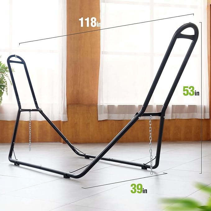 Zupapa 2 Person Steel Hammock Stand 550 lb Capacity, Portable Hammock Frame Stand Heavy Duty for 9 to 14Feet Hammocks, Carry Bag Included, Black
