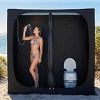 EighteenTek® Shower Tent Camping, 2-Room Portable Changing Room, Outdoor Shower Enclosure, Pop Up Privacy Tent Shelter with Floor & Doors, Waterproof & Lightweight, Camping Toilet Bathroom