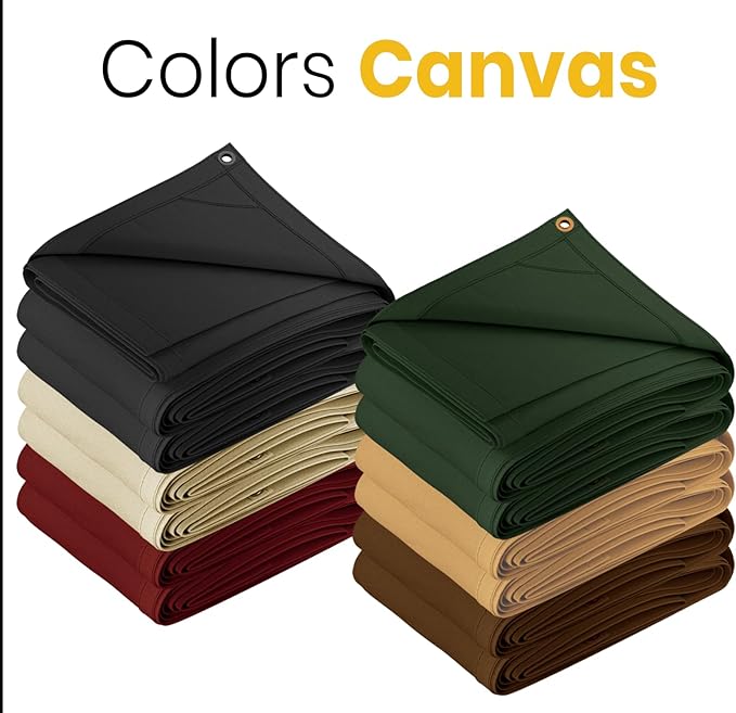 PROTARP Heavy Duty 14 OZ Water Resistant Canvas Tarp, UV Resistant Tarpaulin Cover with Rustproof Brass Grommets, Multipurpose for Canopy, Roof, Camping, Woodpile (Grey 14'X14')