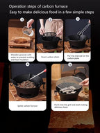 BBQ Charcoal Grill, cast iron charcoal grill,Hibachi Grill,Mini Charcoal Grill Camping Stove Portable Barbecue Stove, Stove for Indoor Outdoor Picnic BBQ Party,Home Picnic, Camping (10.2)