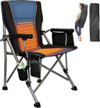 Heated Camping Chair with 20,000 mAh Battery, Loog-Lasting for 500 Mins, Fully Padded Heated Camp Chairs, Heavy Duty Folding Chairs Supports 500 lbs for Winter Camping, Picnics, Tailgating, RV Travel