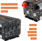 4000w Power Inverter DC 12V to AC 110V/120V Converter with 8000w Peak.Comes with LCD Display, Wireless Controller,4AC outlets 1USB.RV Inverter,Suitable for Camping,and Off-Grid Solar Inverter Systems