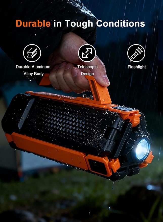 Rechargeable Telescopic Camping Light, 15000mAh Collapsible Lantern with 270° Rotation & Dimming, Portable Flashlight, Waterproof Tent Light for Outdoor Camping, Hiking, Barbecue, Fishing & Emergency
