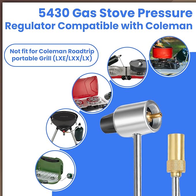 Zookpr 5430 Gas Stove Pressure Regulator Compatible with Coleman, Camp Chef, Fold N Go and Stansport Stoves, Propane Regulator Tube Replacement for 1LB Propane Cylinder, Maintain Stable Gas Pressure