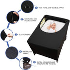 Dofilachy Blackout Cover for Pack N Play - Crib Blackout Cover Tent - Canopy Cover - Breathable Travel Crib Tent - Portable Stretchy Blackout Tent (Black)
