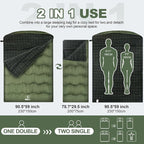 0 Degree Flannel Double Sleeping Bag for Adults, Couples or Family - Winter Queen Size Waterproof & Warm 2-Person Sleeping Bag for Cold Weather Camping, RV Travel
