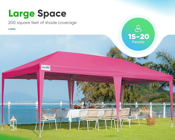 Quictent 10x20 Pop up Canopy Without Sidewalls Easy up Canopy Tent Instant Shelter with Windows for Outdoor Event Party