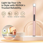 REIDEA 2 Pcs Electronic Candle Lighter Gift Arc Windproof Flameless USB Rechargeable Lighter with Safe Button for Home Kitchen (Rose Gold)