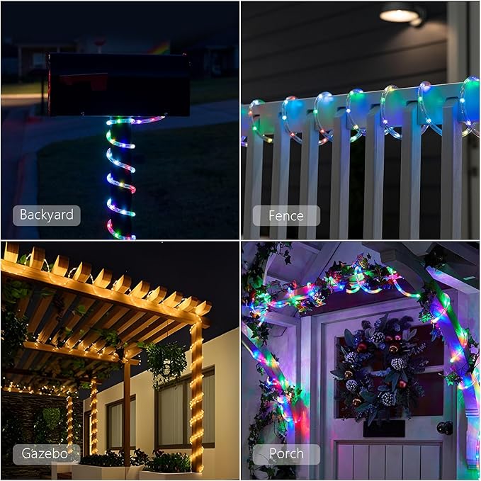 ANJAYLIA 40FT 120 LED Color Changing Rope Lights, 18 Colors Outdoor String Lights with Plug & Remote, Led Rope Lights Outdoor Waterproof, Christmas Lights for Bedroom Deck Halloween Decorations