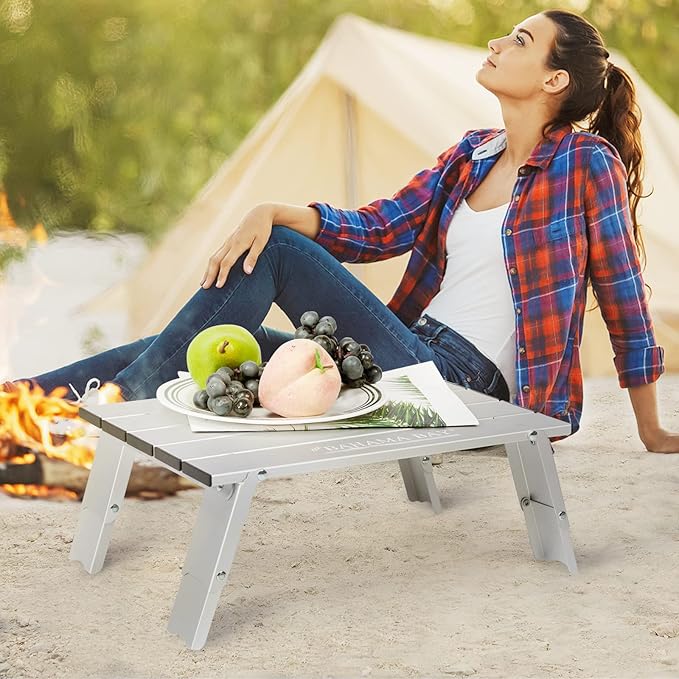 Old Bahama Bay Ultralight Aluminum Mini Table, 66lbs/30kg Weight Capacity, Foldable Small Beach Table with Retractable Legs,Suitable for Picnic Camping Outdoor Hiking