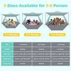 Gorich Beach Tent with Canopy - Easy Setup 3-4/5-6/7-8 Person Portable Sun Shelter, UPF 50+ UV Protection Sun Shade, Lightweight & Compact Beach Cabana for Family Travel