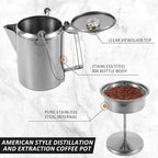 Percolator Coffee Pot Stainless Steel Coffee Percolator w Clear Top Glass Knob, Outdoor Stovetop Camping Coffee Maker, Coffee Pot for Stovetop Coffee Making Traveling Fast Brew 9 Cups