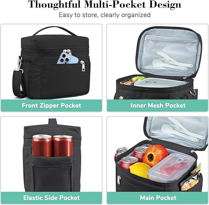 DALINDA Lunch Bag Cooler Bag Lunch Box for Women Men, 13L Large Insulated Leak Proof LunchBox Lightweight for Picnic,Grocery,Beach,Camping,Travel,Work