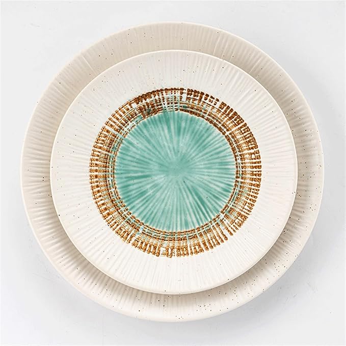 Camping Plates Ceramic Dinner Plate Kitchen Restaurant Western Food Plate Fruit Plate Dessert Plate Creative White Plate Tableware Decorative Plate(25.5cm)