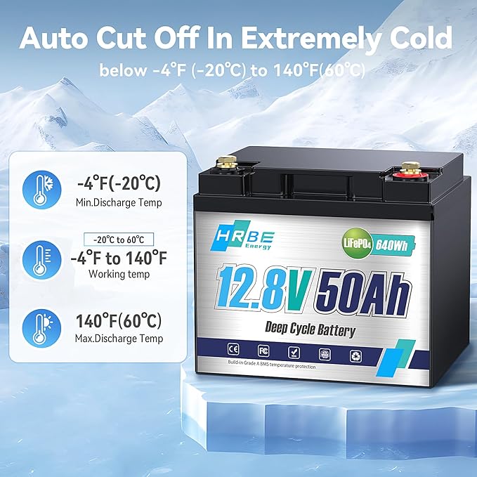 12V 50Ah LiFePO4 Battery Rechargeable Lithium Batteries, 3000+ Cycles Lithium Iron Phosphate Battery, Perfect for RV, Solar System, Trolling Motor, Camping, Marine