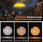 Solar Chicken Coop Light with Timer | Three-Color Dimmable LED, IP66 Waterproof Hanging Ceiling Pendant Light Suitable for Poultry Farms,Coops,Patio,Camping,Garage etc