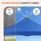 OLIXIS 10x10 Ft Waterproof Pop Up Canopy Tent, Portable Outdoor Shade Shelter with Sand Bags, Ideal for Beach, Backyard Parties & Events, Classic Blue